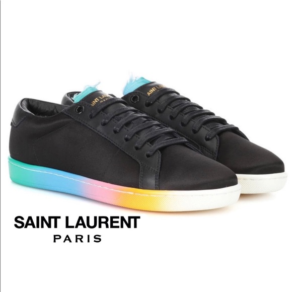 Saint Laurent Shoes - SAINT LAURENT - 🌈 Rainbow courtside sneakers, 7.5